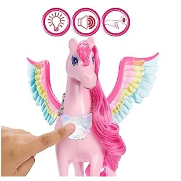 Barbie Doll Toy, Pegasus Pink Winged Horse Toy Inspired A Touch of Magic TV Show - Picture 11 of 11